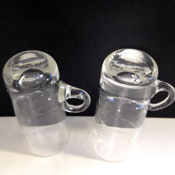 (2) Vintage Crystal Cut Etched Cordial Liqueur Glass Shot Glasses w/ Handles - Picture 8 of 11